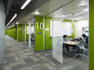 Delaware Community College, interior office workspace featuring Lightblocks products.