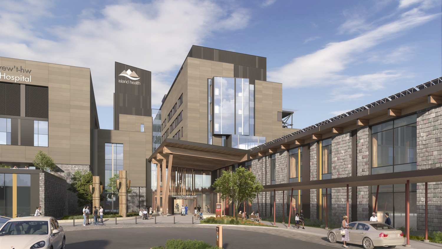 Exterior rendering of the Cowichan Hospital.