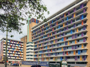 Exterior view of the colorful architecture of Children’s Hospital of San Antiono