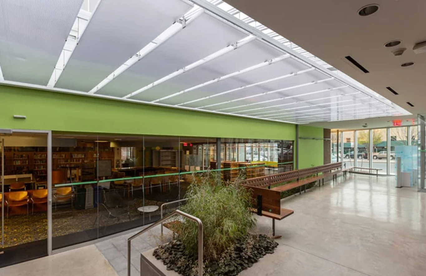 FLEXI-PANEL translucent ceiling panel system from EXTECH Exterior Technologies Inc. is a translucent ceiling panel system designed to diffuse overhead lighting while providing access to mechanical systems above the ceiling.