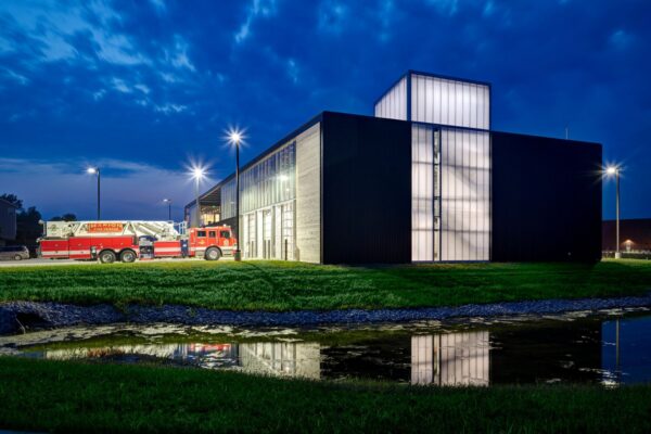 Marion Fire Station No. 1 in Marion, Iowa, demonstrates how biophilic principles can be applied within a demanding civic environment.