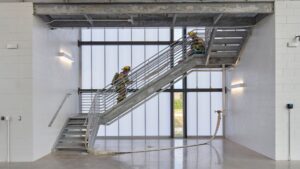 The two-story, 21,000-square-foot facility was designed by OPN Architects to serve as the Marion Fire Department's administrative headquarters while providing training, fitness, living and operational spaces. 